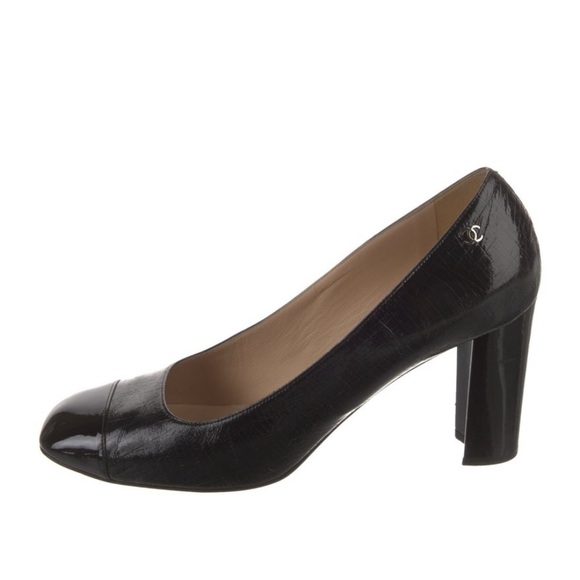 CHANEL Elegant Black Patent Heels sz 42/12 - Picture 1 of 5